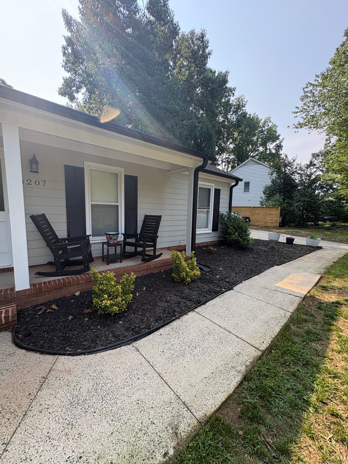 Front foundation bed with fresh mulch