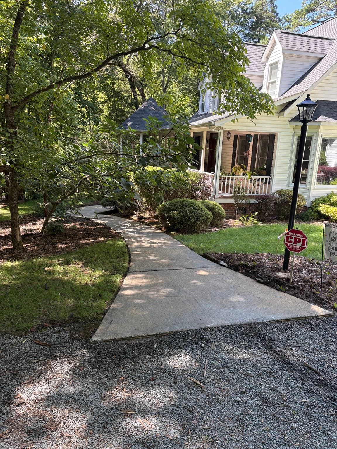 Curved walkway after powerwashing